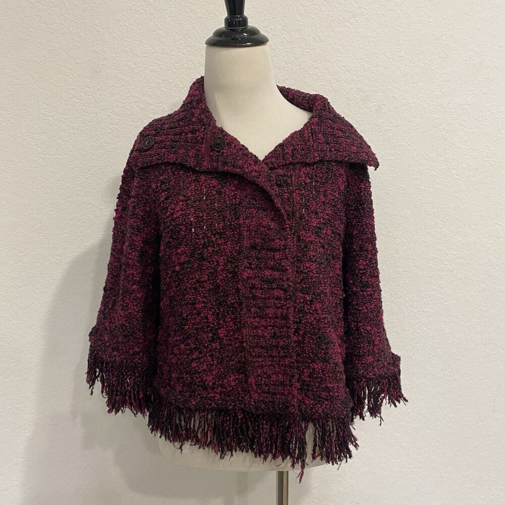 ST JOHN Knit Topper Cardigan Jacket Women S Pink/Purple Black